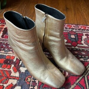 Anine Bing Metallic Gold Ankle Boots